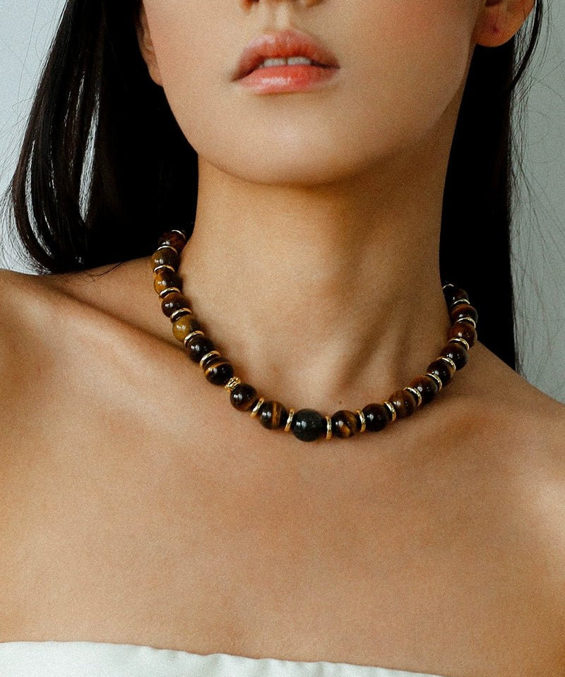 Original Malard Tiger’s Eye Beaded Necklace - floysun