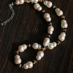 Original Vintage Pearl Gourd Necklace with Tiger’s Eye Beads - floysun