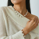 Original Vintage Pearl Gourd Necklace with Tiger’s Eye Beads - floysun