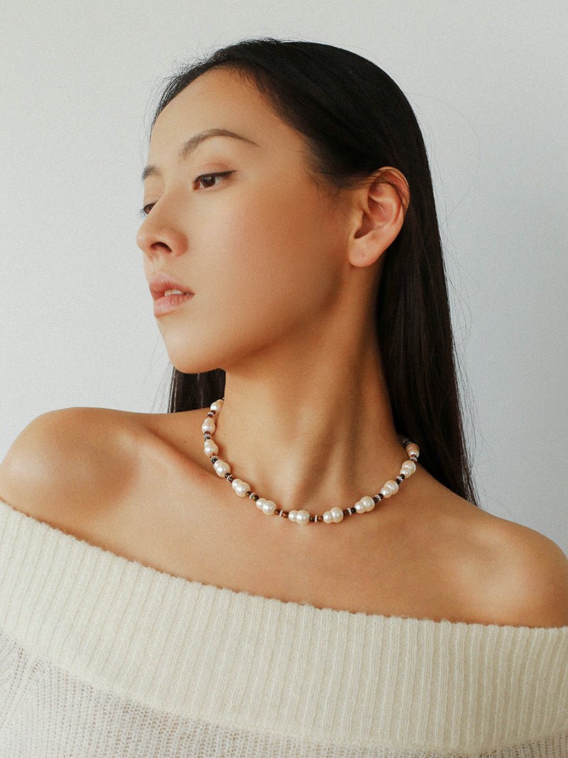 Original Vintage Pearl Gourd Necklace with Tiger’s Eye Beads - floysun