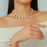 Original Vintage Pearl Gourd Necklace with Tiger’s Eye Beads - floysun