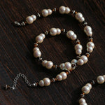 Original Vintage Pearl Gourd Necklace with Tiger’s Eye Beads - floysun