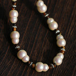 Original Vintage Pearl Gourd Necklace with Tiger’s Eye Beads - floysun