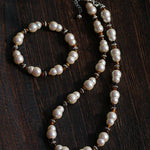Original Vintage Pearl Gourd Necklace with Tiger’s Eye Beads - floysun