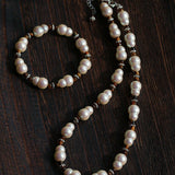 Original Vintage Pearl Gourd Necklace with Tiger’s Eye Beads - floysun
