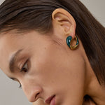 Ouroboros Enamel Hoop Earrings Unique & Minimalist Statement Piece - floysun