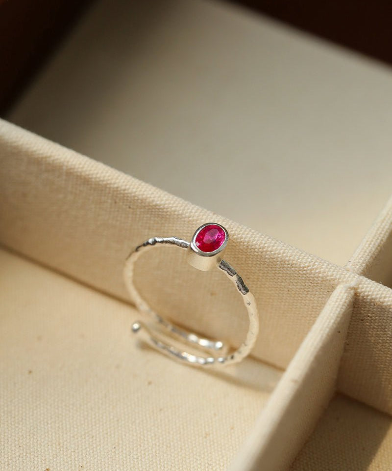 Oval Gem Stacking Ring in 925 Silver - Blue - floysun