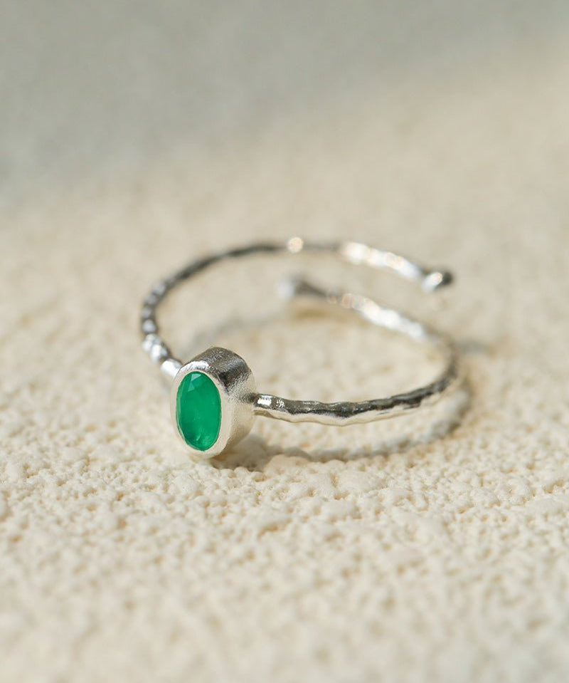 Oval Gem Stacking Ring in 925 Silver - Blue - floysun