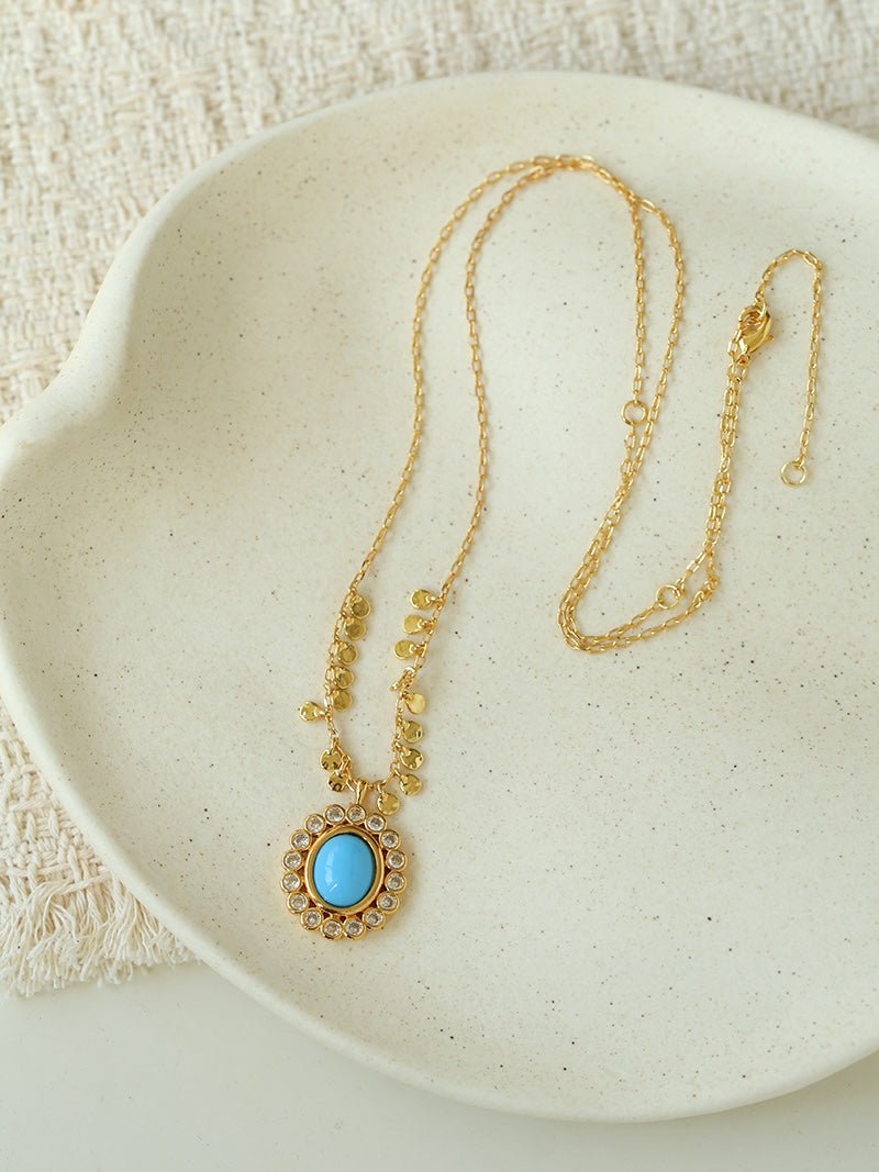Oval Gemstone Pendant Necklace - floysun
