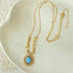 Oval Gemstone Pendant Necklace - floysun