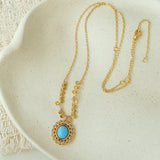 Oval Gemstone Pendant Necklace - floysun