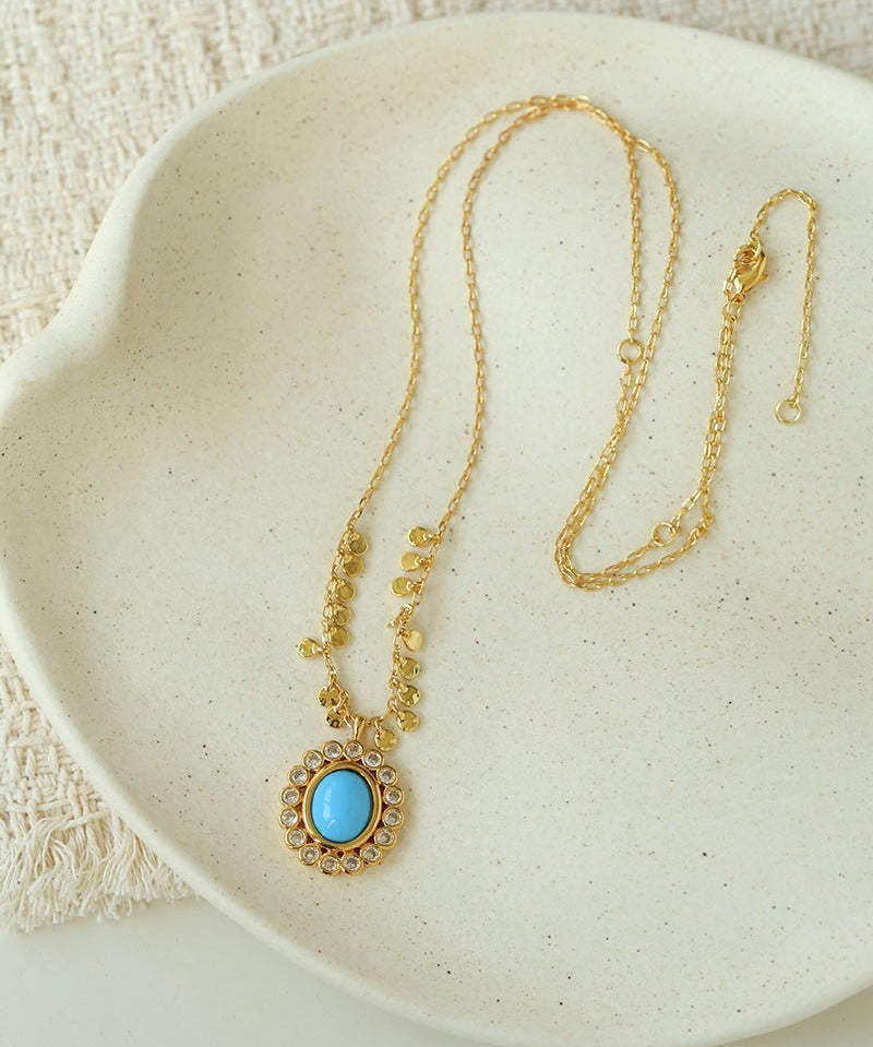 Oval Gemstone Pendant Necklace - floysun