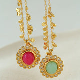 Oval Gemstone Pendant Necklace - floysun