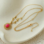 Oval Gemstone Pendant Necklace - floysun