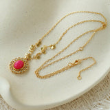 Oval Gemstone Pendant Necklace - floysun