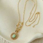 Oval Gemstone Pendant Necklace - floysun