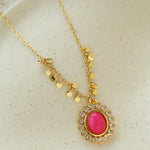 Oval Gemstone Pendant Necklace - floysun