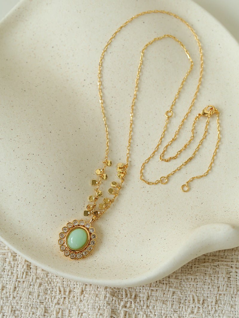 Oval Gemstone Pendant Necklace - floysun