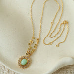 Oval Gemstone Pendant Necklace - floysun
