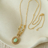 Oval Gemstone Pendant Necklace - floysun