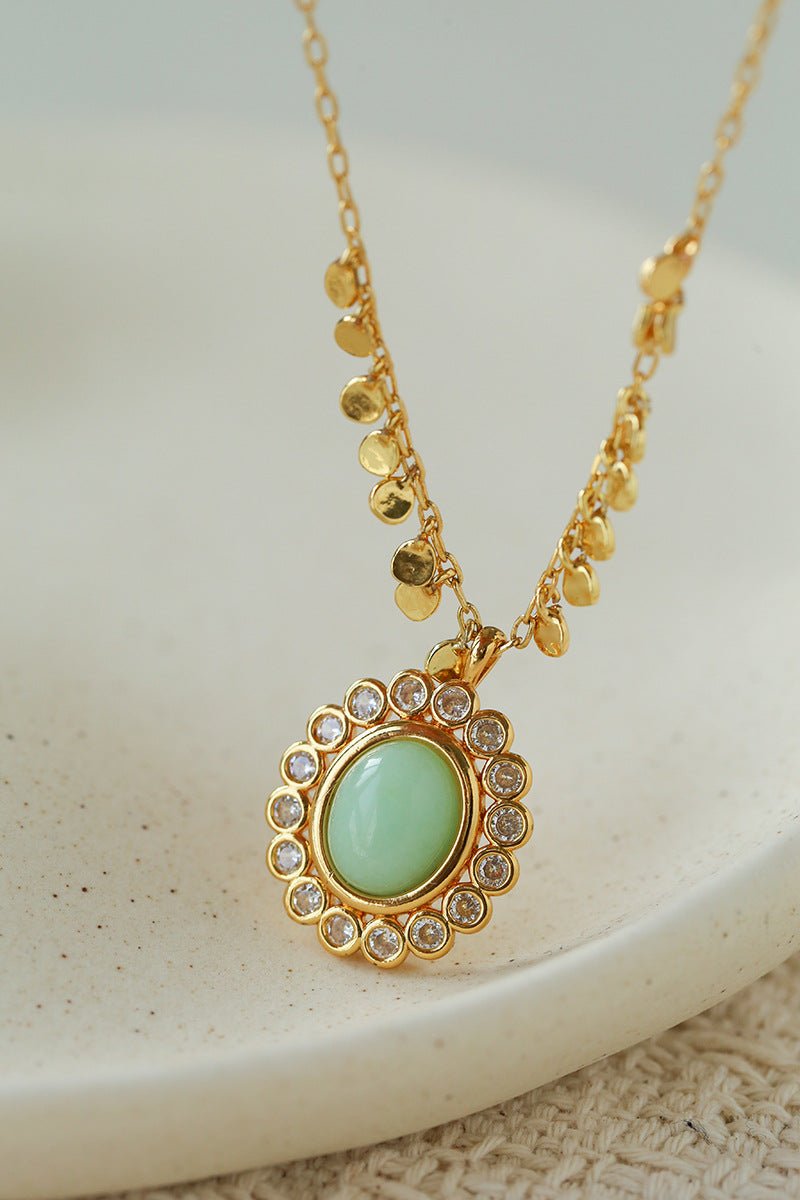 Oval Gemstone Pendant Necklace - floysun