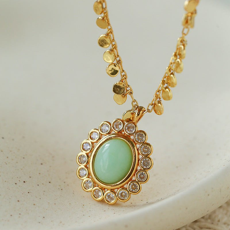 Oval Gemstone Pendant Necklace - floysun