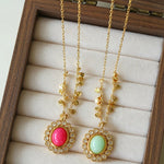 Oval Gemstone Pendant Necklace - floysun