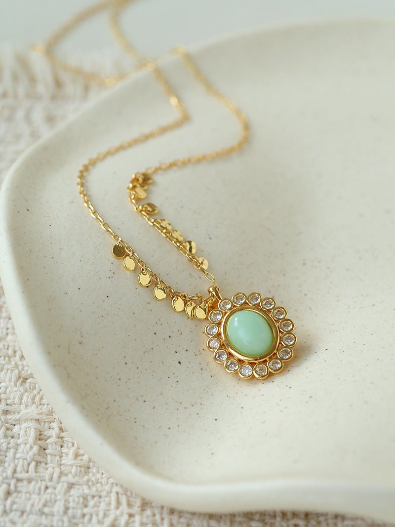 Oval Gemstone Pendant Necklace - floysun