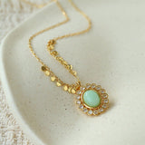 Oval Gemstone Pendant Necklace - floysun