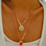 Oval Gemstone Pendant Necklace - floysun