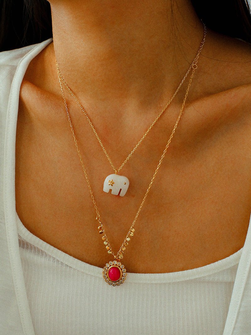 Oval Gemstone Pendant Necklace - floysun