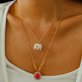 Oval Gemstone Pendant Necklace - floysun
