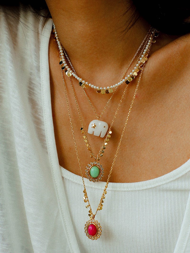 Oval Gemstone Pendant Necklace - floysun