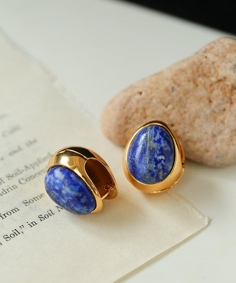 Oval Gemstone Stud Earrings - floysun