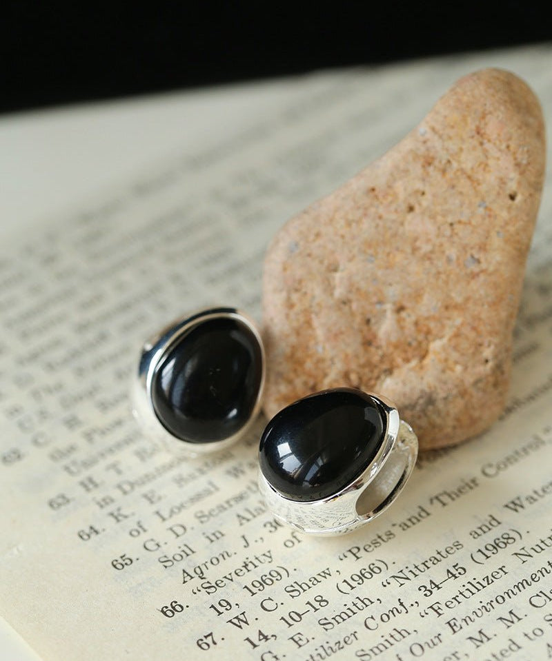 Oval Gemstone Stud Earrings - floysun