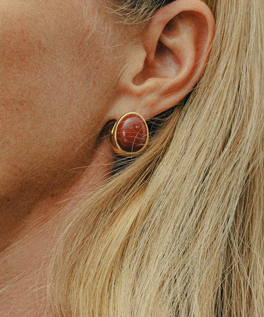 Oval Gemstone Stud Earrings - floysun