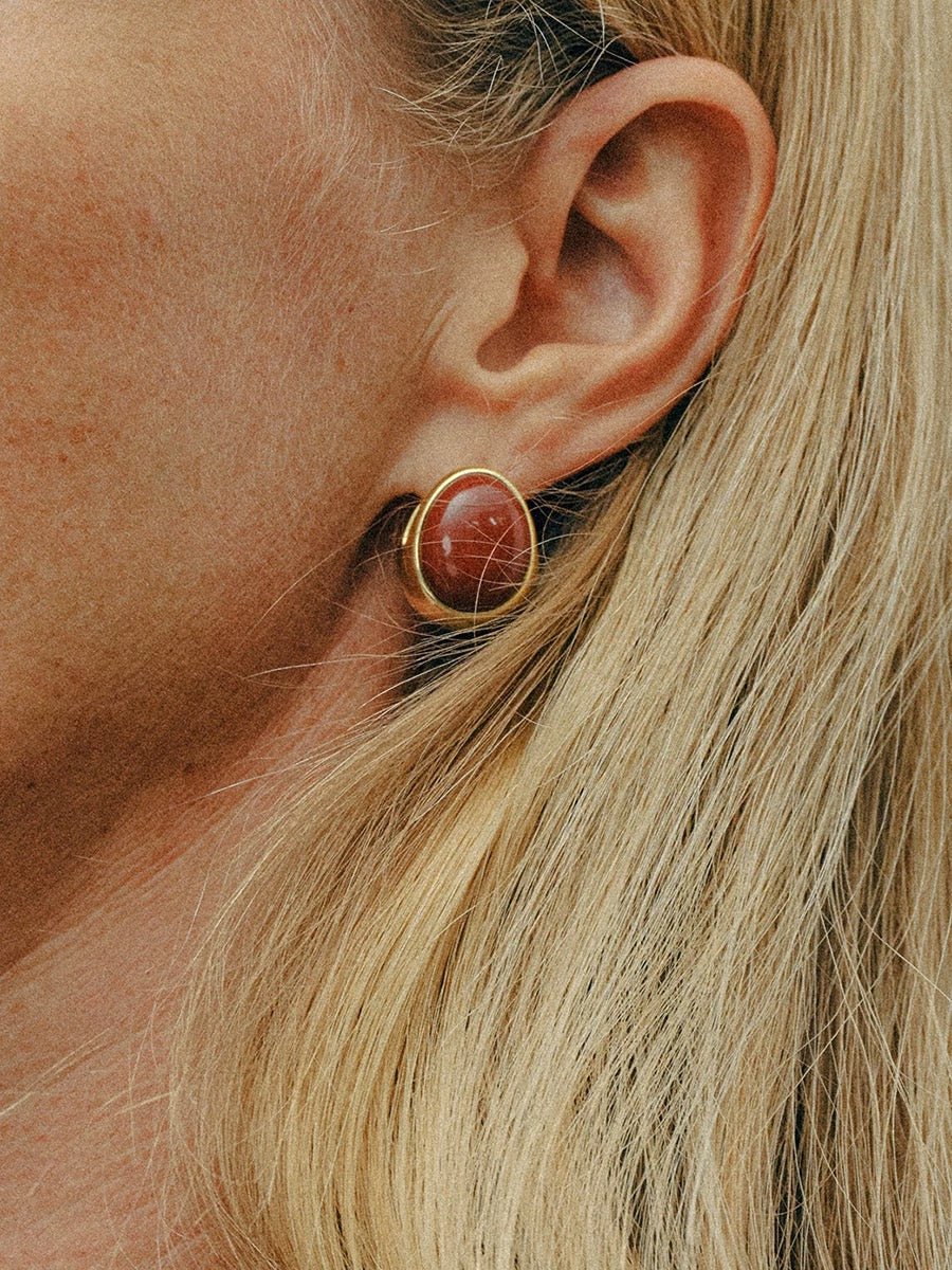 Oval Gemstone Stud Earrings - floysun