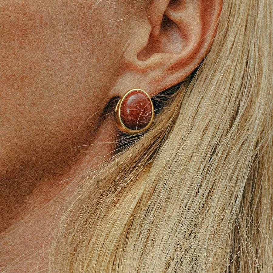 Oval Gemstone Stud Earrings - floysun