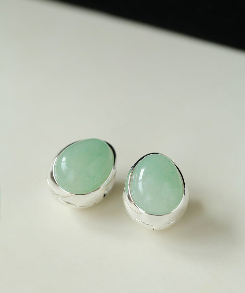 Oval Gemstone Stud Earrings - floysun