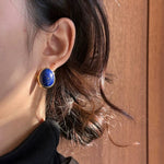 Oval Gemstone Stud Earrings - floysun