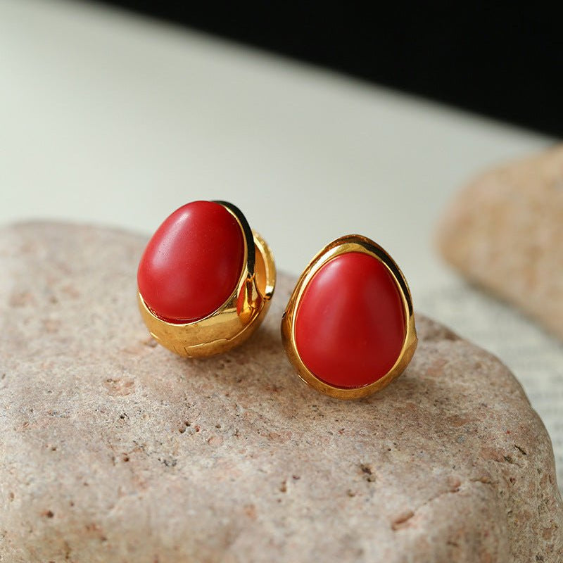 Oval Gemstone Stud Earrings - floysun