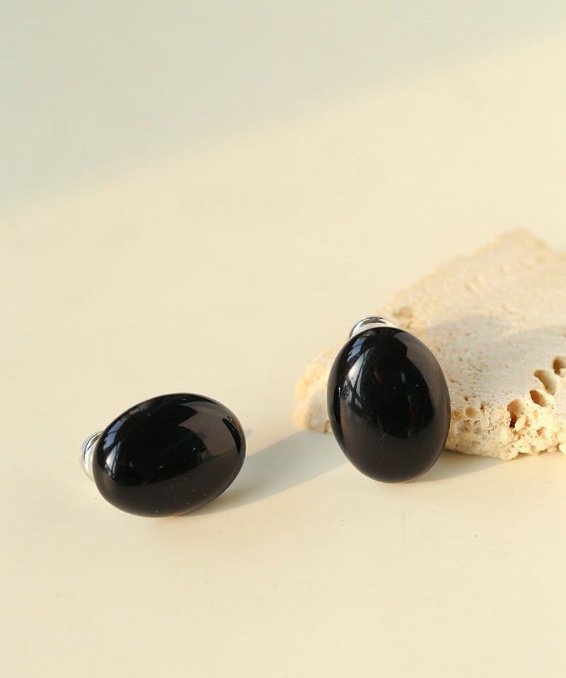 Oval Geometric Agate Stud Earrings - floysun