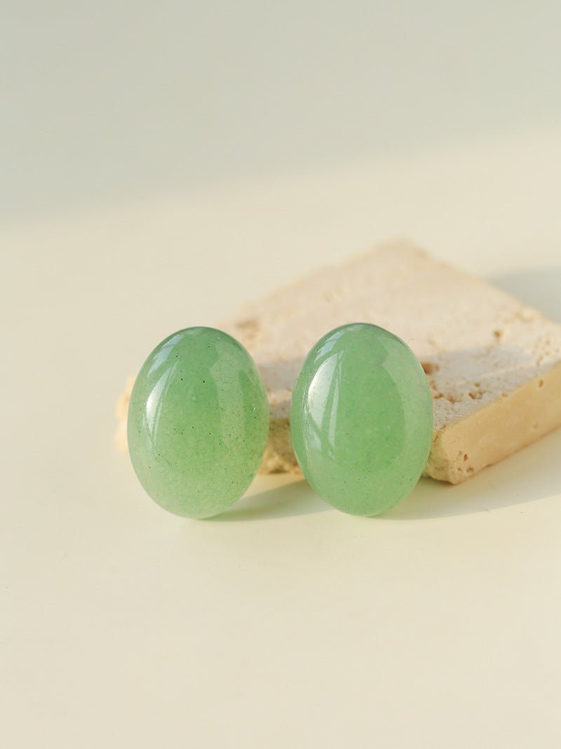 Oval Geometric Agate Stud Earrings - floysun