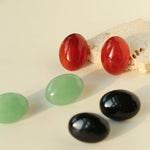 Oval Geometric Agate Stud Earrings - floysun