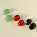 Oval Geometric Agate Stud Earrings - floysun