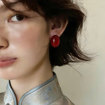 Oval Geometric Agate Stud Earrings - floysun