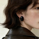 Oval Geometric Agate Stud Earrings - floysun