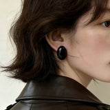 Oval Geometric Agate Stud Earrings - floysun