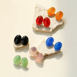 Oval Geometric Agate Stud Earrings - floysun