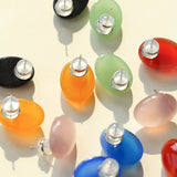 Oval Geometric Agate Stud Earrings - floysun